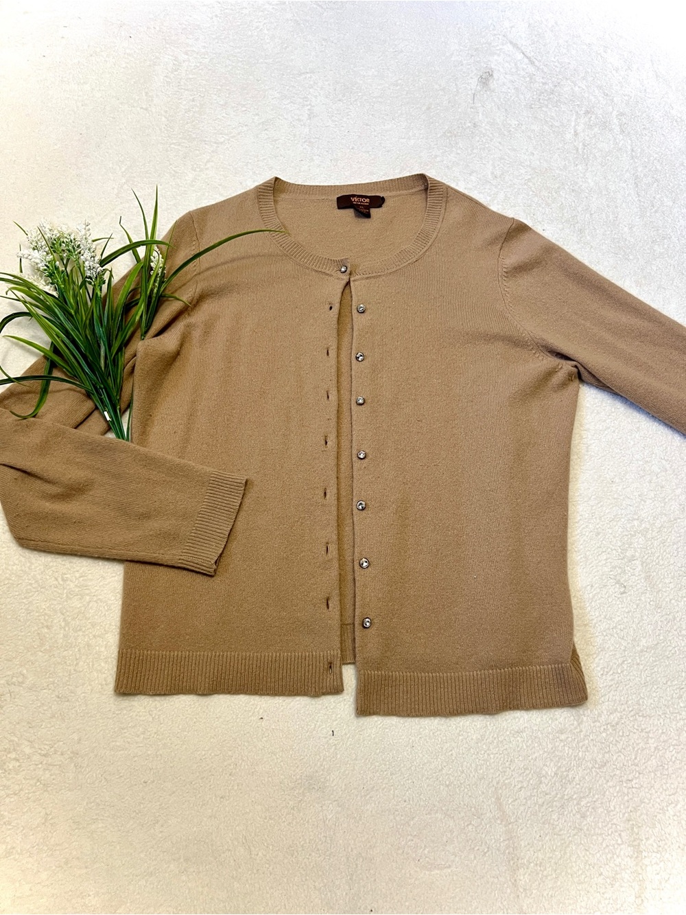 Victor Alfaro 100% Cashmere Crystal Cardigan Sweater - XL